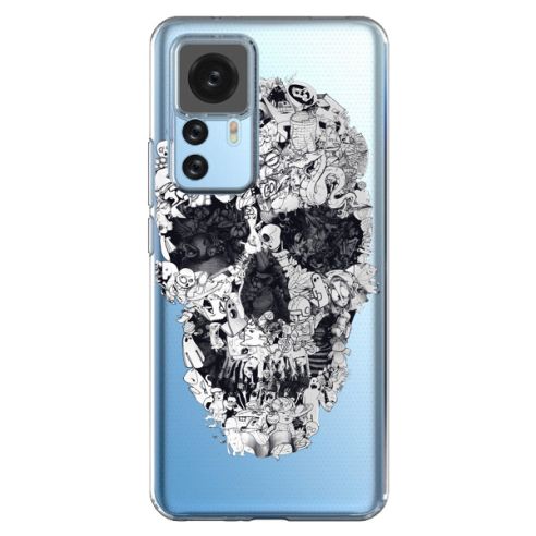 Coque Xiaomi 12T/12T Pro Doodle Skull Dessin Tête de Mort Transparente - Ali Gulec