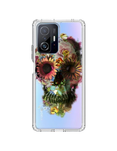 Coque Xiaomi 11T / 11T Pro Skull Flower Tête de Mort Transparente - Ali Gulec