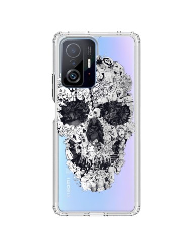 Coque Xiaomi 11T / 11T Pro Doodle Skull Dessin Tête de Mort Transparente - Ali Gulec