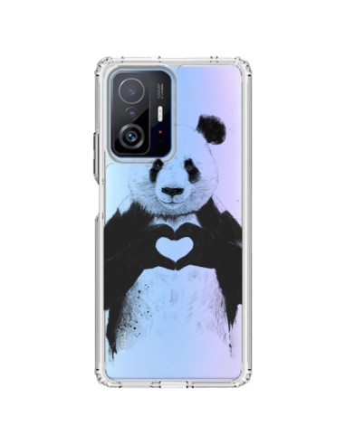 Cover Xiaomi 11T / 11T Pro Panda All You Need Is Love Trasparente - Balazs Solti