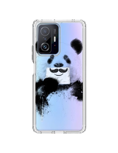 Coque Xiaomi 11T / 11T Pro Funny Panda Moustache Transparente - Balazs Solti