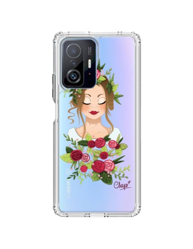 Coque Xiaomi 11T / 11T Pro Femme Closed Eyes Fleurs Transparente - Chapo