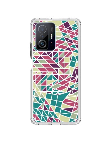 Coque Xiaomi 11T / 11T Pro Azteque Triangles Vert Violet - Eleaxart