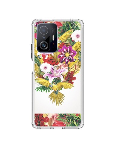 Cover Xiaomi 11T / 11T Pro Parrot Floral Pappagallo Fiori - Eleaxart