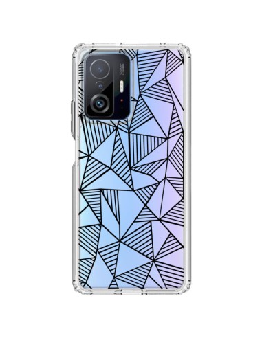Xiaomi 11T / 11T Pro Case Lines Triangles Grid Abstract Black Clear - Project M