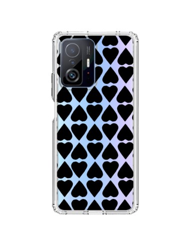 Coque Xiaomi 11T / 11T Pro Coeurs Heart Noir Transparente - Project M