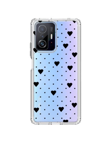 Coque Xiaomi 11T / 11T Pro Point Coeur Noir Pin Point Heart Transparente - Project M