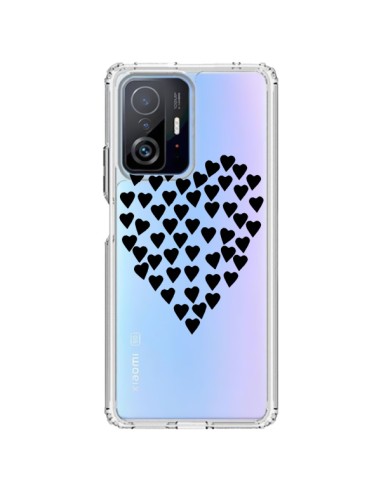 Cover Xiaomi 11T / 11T Pro Cuori Amore Nero Trasparente - Project M