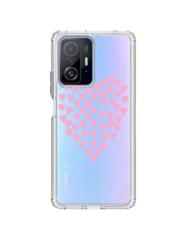 Coque Xiaomi 11T / 11T Pro Coeurs Heart Love Rose Pink Transparente - Project M