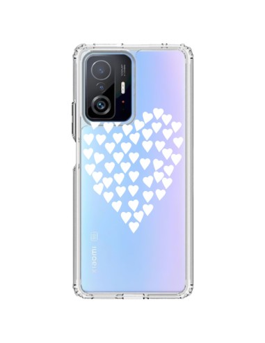 Coque Xiaomi 11T / 11T Pro Coeurs Heart Love Blanc Transparente - Project M