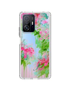 Xiaomi 11T / 11T Pro Case Flowers Pink Green Clear - Ebi Emporium
