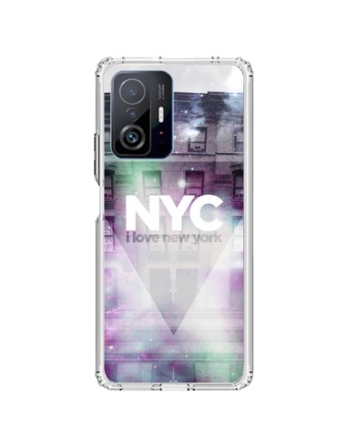 Coque Xiaomi 11T / 11T Pro I Love New York City Violet Vert - Javier Martinez