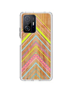 Coque Xiaomi 11T / 11T Pro Wooden Chevron Pink Bois Azteque Aztec Tribal - Jenny Mhairi