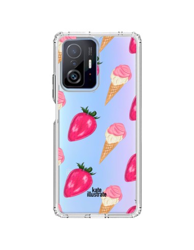 Cover Xiaomi 11T / 11T Pro Gelato Fragola Trasparente - kateillustrate