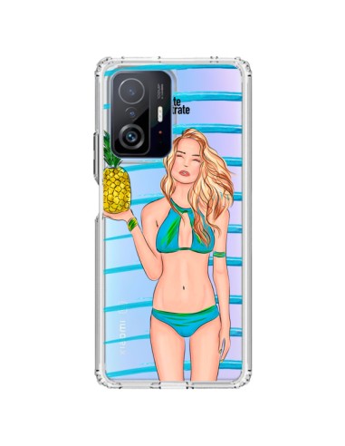 Coque Xiaomi 11T / 11T Pro Malibu Ananas Plage Ete Bleu Transparente - kateillustrate