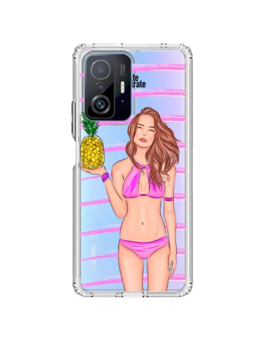 Coque Xiaomi 11T / 11T Pro Malibu Ananas Plage Ete Rose Transparente - kateillustrate