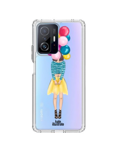 Coque Xiaomi 11T / 11T Pro Girls Balloons Ballons Fille Transparente - kateillustrate