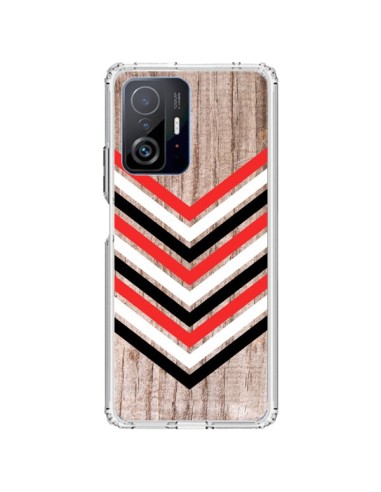 Coque Xiaomi 11T / 11T Pro Tribal Aztèque Bois Wood Flèche Rouge Blanc Noir - Laetitia