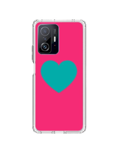 Cover Xiaomi 11T / 11T Pro Cuore Blu Sfondo Rosa - Laetitia