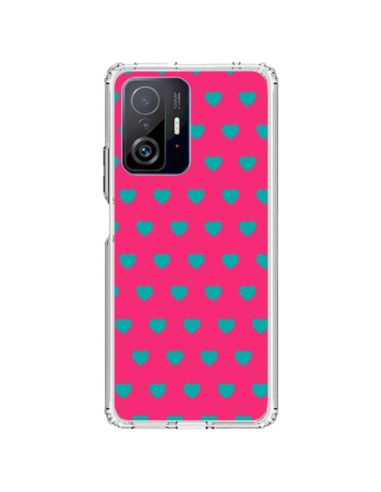 Xiaomi 11T / 11T Pro Case Heart Blue sfondo Pink - Laetitia
