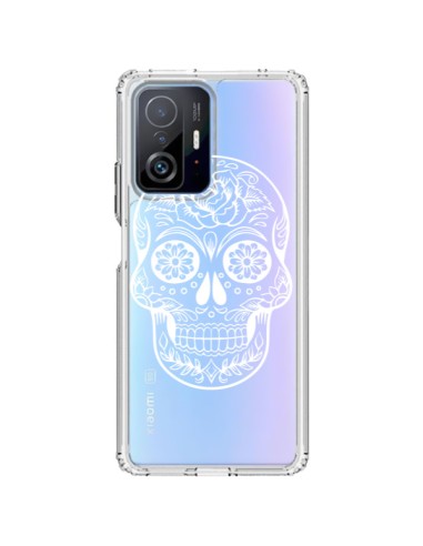 Coque Xiaomi 11T / 11T Pro Tête de Mort Mexicaine Blanche Transparente - Laetitia