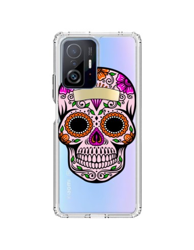 Xiaomi 11T / 11T Pro Case Skull Messicano Black Pink Clear - Laetitia