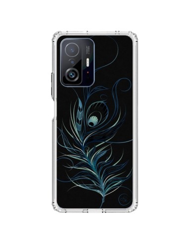 Coque Xiaomi 11T / 11T Pro Feather Plume Noir Bleu - LouJah