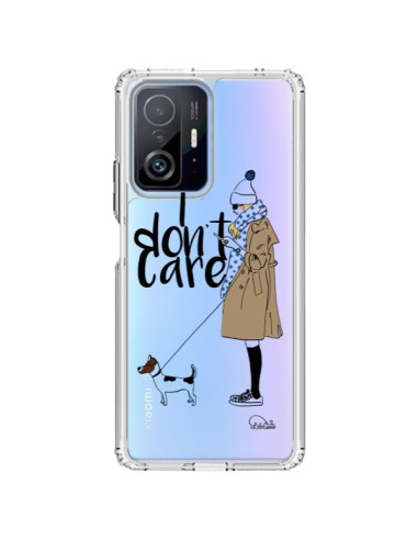 Coque Xiaomi 11T / 11T Pro I don't care Fille Chien Transparente - Lolo Santo