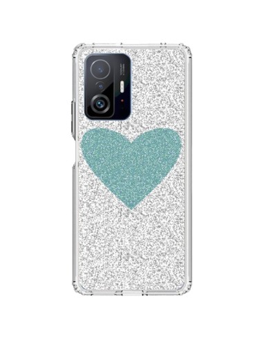 Coque Xiaomi 11T / 11T Pro Coeur Bleu Vert Argent Love - Mary Nesrala