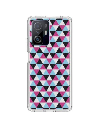 Coque Xiaomi 11T / 11T Pro Azteque Triangles Rose Bleu Gris - Mary Nesrala