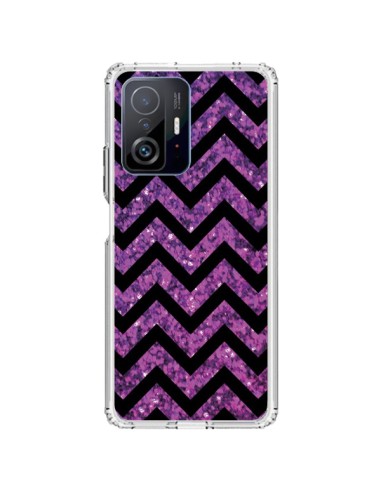 Coque Xiaomi 11T / 11T Pro Chevron Purple Sparkle Triangle Azteque - Mary Nesrala