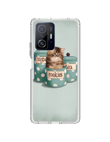 Coque Xiaomi 11T / 11T Pro Chaton Chat Kitten Boite Cookies Pois - Maryline Cazenave
