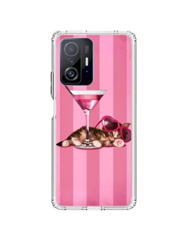 Coque Xiaomi 11T / 11T Pro Chaton Chat Kitten Cocktail Lunettes Coeur - Maryline Cazenave