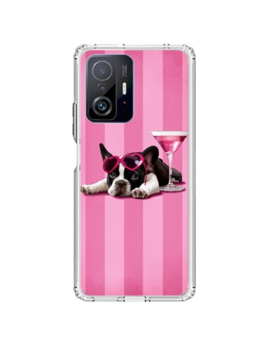 Coque Xiaomi 11T / 11T Pro Chien Dog Cocktail Lunettes Coeur Rose - Maryline Cazenave