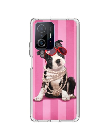 Cover Xiaomi 11T / 11T Pro Cane Fashion Collana di Perle Occhiali Cuore  - Maryline Cazenave