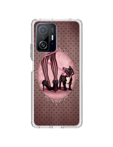 Coque Xiaomi 11T / 11T Pro Lady Jambes Chien Dog Rose Pois Noir - Maryline Cazenave