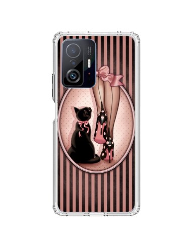 Coque Xiaomi 11T / 11T Pro Lady Chat Noeud Papillon Pois Chaussures - Maryline Cazenave