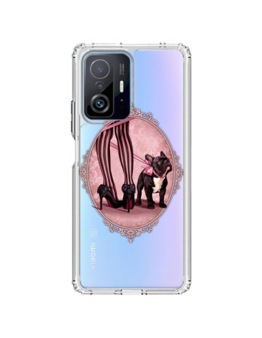 Xiaomi 11T / 11T Pro Case Lady Jambes Dog Bulldog Dog Pink Polka Black Clear - Maryline Cazenave