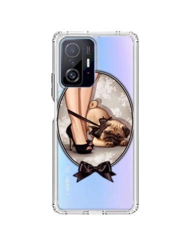 Coque Xiaomi 11T / 11T Pro Lady Jambes Chien Bulldog Dog Noeud Papillon Transparente - Maryline Cazenave