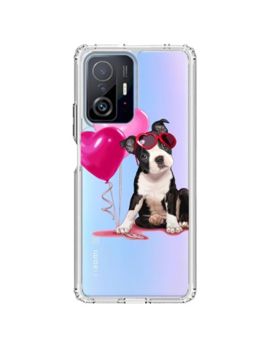 Cover Xiaomi 11T / 11T Pro Cane Dog Palloncini Occhiali Cuore Rosa Trasparente - Maryline Cazenave