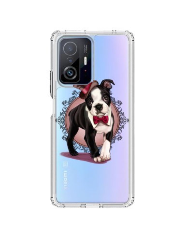 Coque Xiaomi 11T / 11T Pro Chien Bulldog Dog Gentleman Noeud Papillon Chapeau Transparente - Maryline Cazenave
