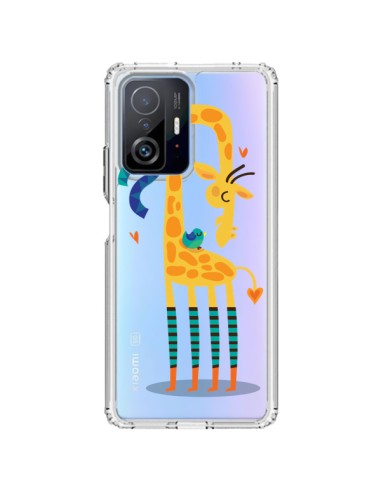 Coque Xiaomi 11T / 11T Pro L'oiseau et la Girafe Amour Love Transparente - Maria Jose Da Luz