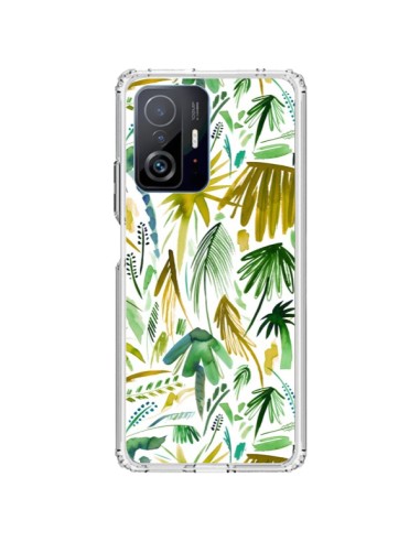 Coque Xiaomi 11T / 11T Pro Brushstrokes Tropical Palms Green - Ninola Design
