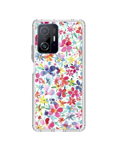 Coque Xiaomi 11T / 11T Pro Colorful Flowers Petals Blue - Ninola Design