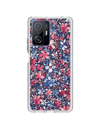 Coque Xiaomi 11T / 11T Pro Colorful Little Flowers Navy - Ninola Design