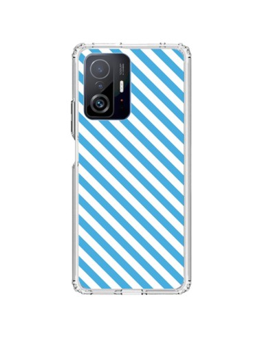 Xiaomi 11T / 11T Pro Case Candy Motivo rigato Blue e White - Nico