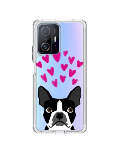 Xiaomi 11T / 11T Pro Case Boston Terrier Hearts Dog Clear - Pet Friendly