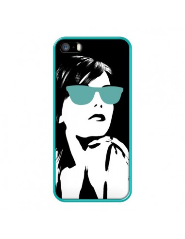 Coque Fille Lunettes Bleues pour iPhone 5 et 5S - Jonathan Perez