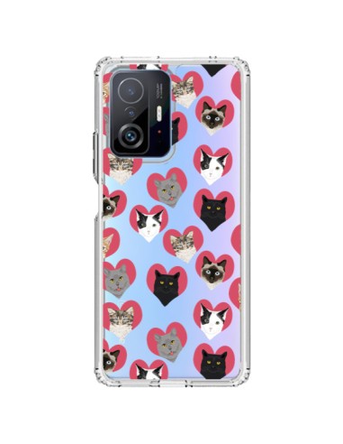 Coque Xiaomi 11T / 11T Pro Chats Coeurs Transparente - Pet Friendly