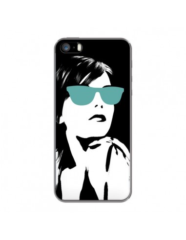 Coque Fille Lunettes Bleues pour iPhone 5 et 5S - Jonathan Perez